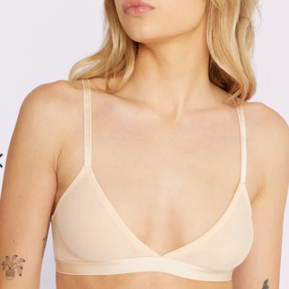 Triangle Bralette Silky Mesh Nude S NWT